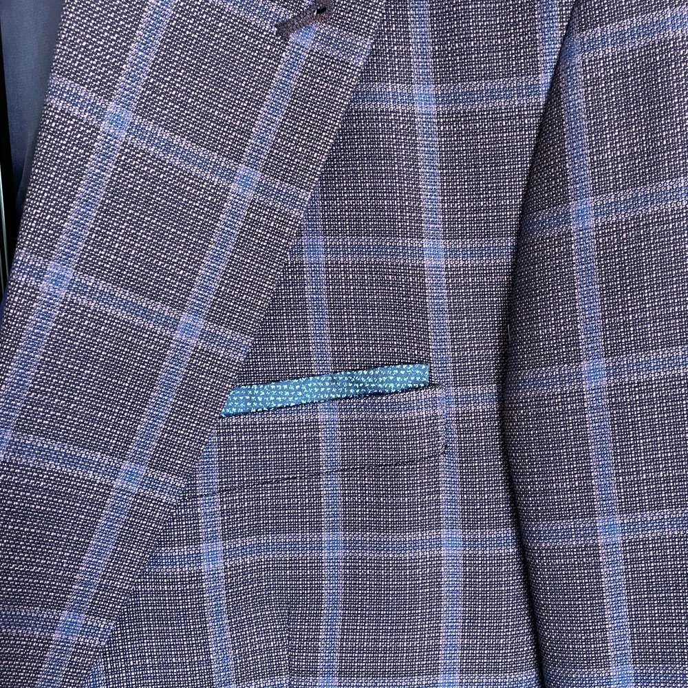 Men's Size 42 Reg 3-Piece Lavender Window Pane Suit By Steve Harvey- Worn Once